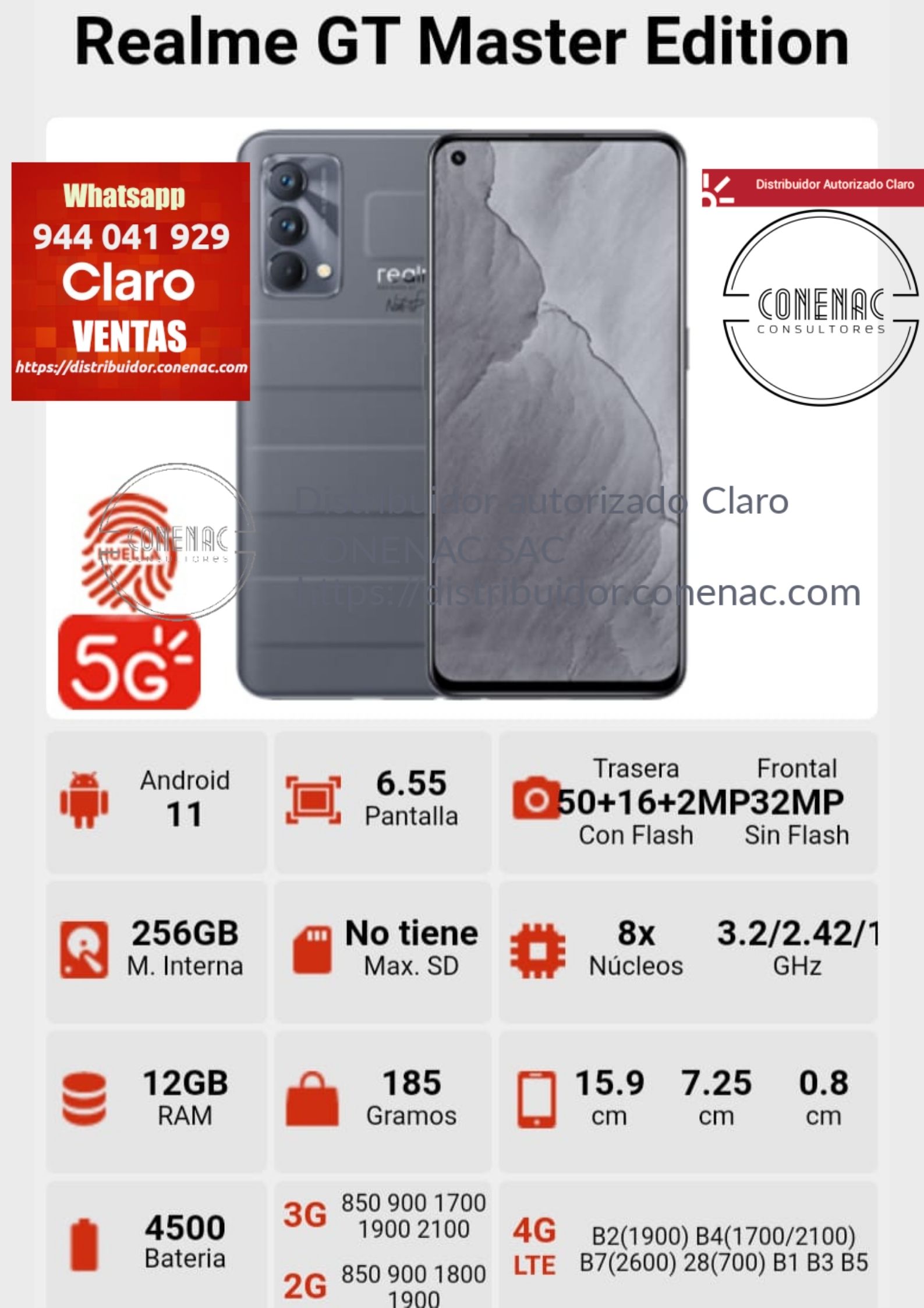 REALME GT MASTER EDITION 256GB (RAM 12GB) – Distribuidor Autorizado Claro  Peru